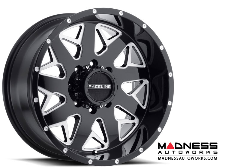 Jeep Custom Wheels (1) - Raceline - 939M - 20"x10" - Disruptor Black w/ Machined Finish